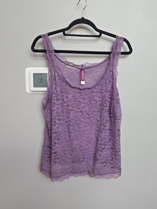 Adore Me Tops - Adore Me Purple Floral Sheer Lace Cami Tank Top Scalloped Trim Plus Size 2X